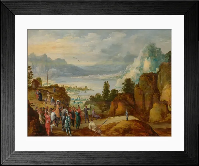 Framed Print : Mountain landscape with the shot of William Tell. Creator: Momper, Joos de, the Younger (1564-1635) Framed Print : Mountain landscape with the shot of William Tell. Creator: Momper, Joos de, the Younger (1564-1635)