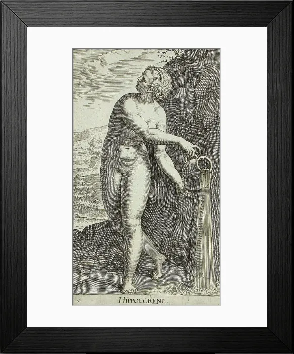 Framed Print : Hippoccrene, 1587. Creator: Philip Galle Framed Print : Hippoccrene, 1587. Creator: Philip Galle