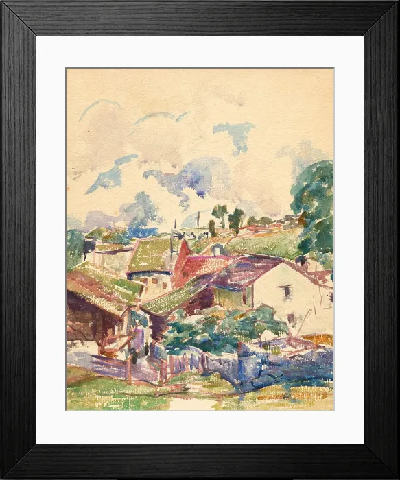 Framed Print : Mountain Village. Creator: Giacometti, Giovanni (1868-1933) Framed Print : Mountain Village. Creator: Giacometti, Giovanni (1868-1933)