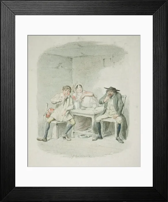 Framed Print : The Jew and Morris Bosle Begin to Understand Each Other, 1830s. Creator: George Cruikshank Framed Print : The Jew and Morris Bosle Begin to Understand Each Other, 1830s. Creator: George Cruikshank