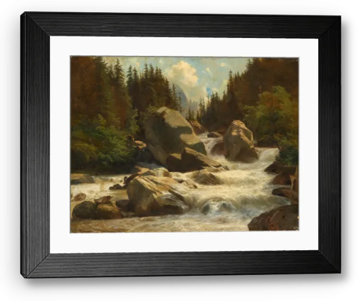 Framed Print : Mountainous Landscape with a Torrent. Creator: Calame, Alexandre (1810-1864) Framed Print : Mountainous Landscape with a Torrent. Creator: Calame, Alexandre (1810-1864)
