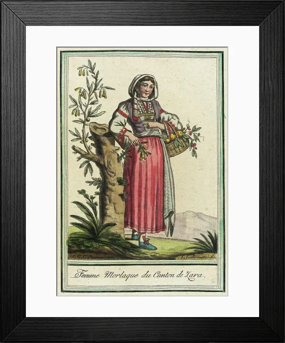 Framed Print : Costumes de Différents Pays, Femme Morlaque du Canton de Zara, c1797. Creator: Jacques Grasset de Saint-Sauveur Framed Print : Costumes de Différents Pays, Femme Morlaque du Canton de Zara, c1797. Creator: Jacques Grasset de Saint-Sauveur