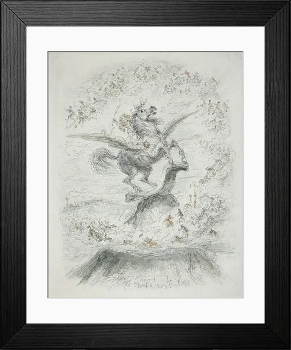 Framed Print : Puck on Pegasus, 1861. Creator: George Cruikshank Framed Print : Puck on Pegasus, 1861. Creator: George Cruikshank