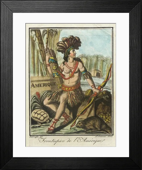 Framed Print : Costumes de Différents Pays, Frontispice de l'Amérique, c1797. Creator: Jacques Grasset de Saint-Sauveur Framed Print : Costumes de Différents Pays, Frontispice de l'Amérique, c1797. Creator: Jacques Grasset de Saint-Sauveur