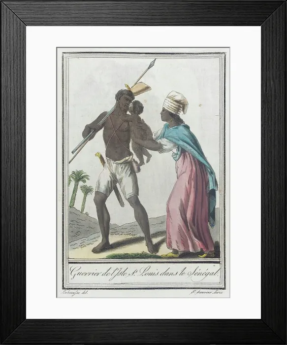 Framed Print : Costumes de Différents Pays, Guerrier de l'Isle St. Louis dans le Sénégal, c1797. Creator: Jacques Grasset de Saint-Sauveur Framed Print : Costumes de Différents Pays, Guerrier de l'Isle St. Louis dans le Sénégal, c1797. Creator: Jacques Grasset de Saint-Sauveur