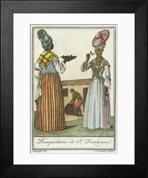 Framed Print : Costumes de Différents Pays, Bouquetieres de St. Domingue, c1797. Creator: Jacques Grasset de Saint-Sauveur Framed Print : Costumes de Différents Pays, Bouquetieres de St. Domingue, c1797. Creator: Jacques Grasset de Saint-Sauveur