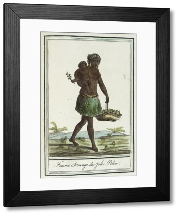 Framed Print : Costumes de Differents Pays, Femme Sauvage des Ysles Pelew, c1797. Creator: Jacques Grasset de Saint-Sauveur Framed Print : Costumes de Differents Pays, Femme Sauvage des Ysles Pelew, c1797. Creator: Jacques Grasset de Saint-Sauveur