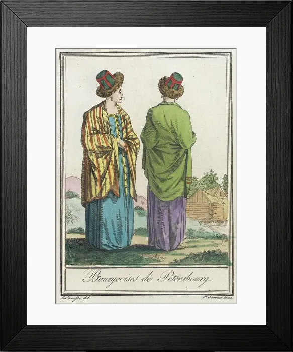 Framed Print : Costumes de Différents Pays, Bourgeoises de Petersbourg, c1797. Creator: Jacques Grasset de Saint-Sauveur Framed Print : Costumes de Différents Pays, Bourgeoises de Petersbourg, c1797. Creator: Jacques Grasset de Saint-Sauveur