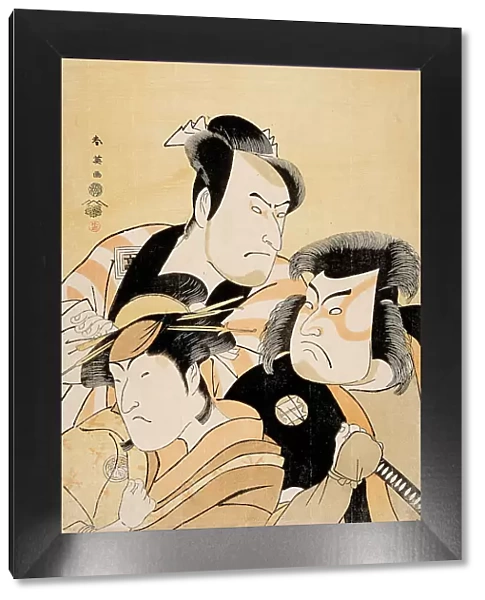 Bust Portrait of Three Actors Ichikawa Komazo II, Sakata Hangoro III, Nakayama Fukasaburo I, c1794. Creator: Katsukawa Shun'ei