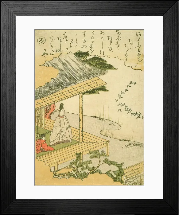 Framed Print : Narihira at the Sumida River Watching Capital Birds, c1766. Creator: Shunsho Framed Print : Narihira at the Sumida River Watching Capital Birds, c1766. Creator: Shunsho