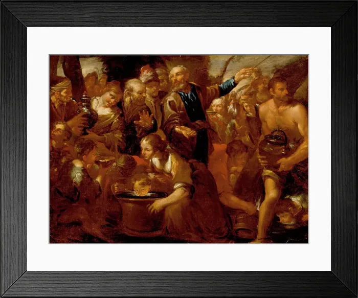 Framed Print : Moses Striking the Rock, 1630. Creator: Gioacchino Assereto Framed Print : Moses Striking the Rock, 1630. Creator: Gioacchino Assereto