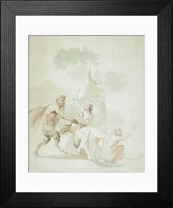 Framed Print : Satyr Attacking Two Nude Bathers, 18th century. Creator: Giovanni Battista Cipriani Framed Print : Satyr Attacking Two Nude Bathers, 18th century. Creator: Giovanni Battista Cipriani
