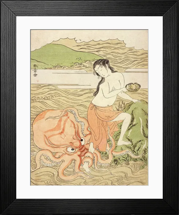 Framed Print : Abalone Fishergirl with an Octopus, between circa 1773 and circa 1774. Creator: Shunsho Framed Print : Abalone Fishergirl with an Octopus, between circa 1773 and circa 1774. Creator: Shunsho
