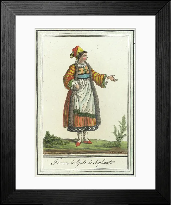 Framed Print : Costumes de Différents Pays, Femme de l'Isle de Siphanto, c1797. Creator: Jacques Grasset de Saint-Sauveur Framed Print : Costumes de Différents Pays, Femme de l'Isle de Siphanto, c1797. Creator: Jacques Grasset de Saint-Sauveur