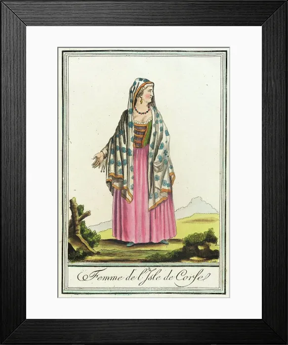 Framed Print : Costumes de Différent Pays, Femme de l'Isle de Corse, c1797. Creator: Jacques Grasset de Saint-Sauveur Framed Print : Costumes de Différent Pays, Femme de l'Isle de Corse, c1797. Creator: Jacques Grasset de Saint-Sauveur