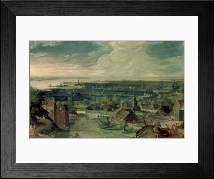 Framed Print : River Landscape, 1578. Creator: Hans Bol Framed Print : River Landscape, 1578. Creator: Hans Bol
