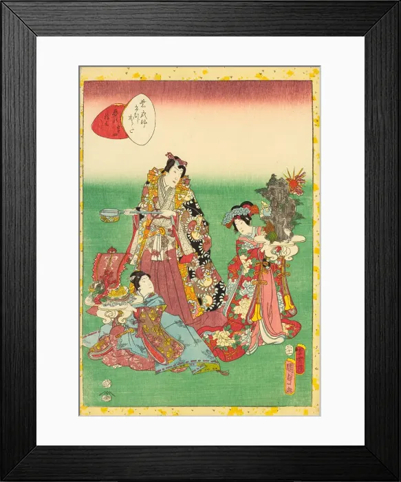 Framed Print : No. 54, Yume no ukihashi, from the series Lady Murasaki's Genji Cards (Murasaki... 1857. Creator: Kunisada II (Kunimasa III, Toyokuni IV), Utagawa (1823-1880) Framed Print : No. 54, Yume no ukihashi, from the series Lady Murasaki's Genji Cards (Murasaki... 1857. Creator: Kunisada II (Kunimasa III, Toyokuni IV), Utagawa (1823-1880)