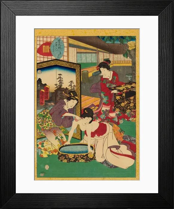 Framed Print : No. 8, Aoi, from the series Lady Murasaki's Genji Cards (Murasaki Shikibu Genji karuta), 1857. Creator: Kunisada II (Kunimasa III, Toyokuni IV), Utagawa (1823-1880) Framed Print : No. 8, Aoi, from the series Lady Murasaki's Genji Cards (Murasaki Shikibu Genji karuta), 1857. Creator: Kunisada II (Kunimasa III, Toyokuni IV), Utagawa (1823-1880)