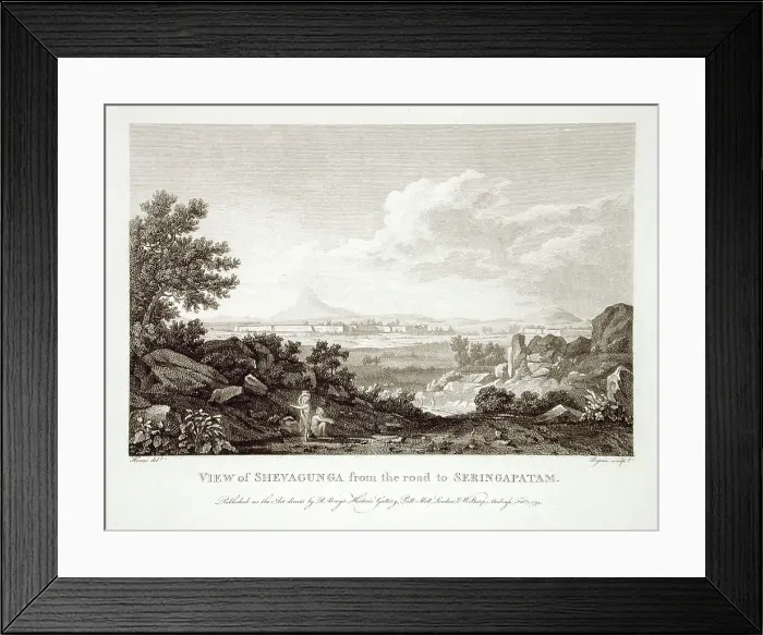 Framed Print : View of Shevagunga from the Road to Seringapatam, 1794. Creator: Robert Home Framed Print : View of Shevagunga from the Road to Seringapatam, 1794. Creator: Robert Home