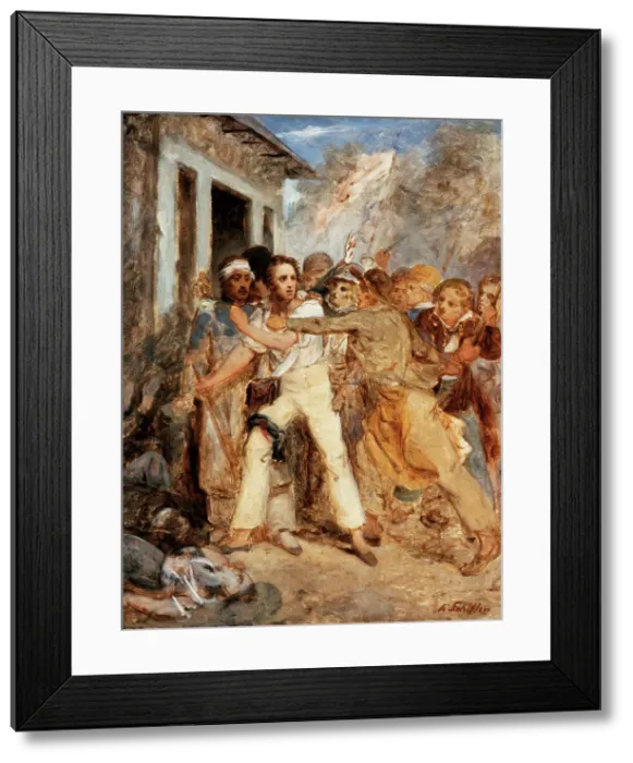 Framed Print : Study for a Battle Scene, c1830. Creator: Henry Scheffer Framed Print : Study for a Battle Scene, c1830. Creator: Henry Scheffer