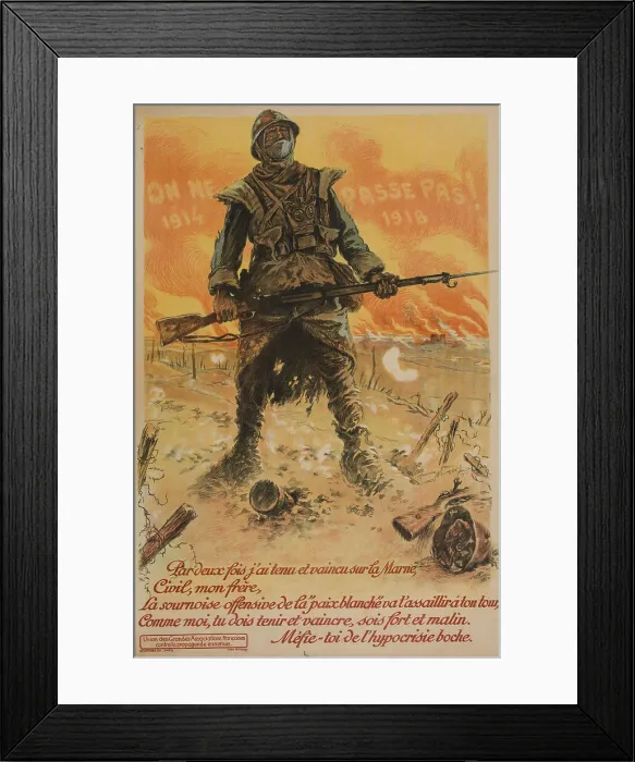 Framed Print : On ne passe pas, 1918. Creator: Neumont, Maurice (1868-1930) Framed Print : On ne passe pas, 1918. Creator: Neumont, Maurice (1868-1930)