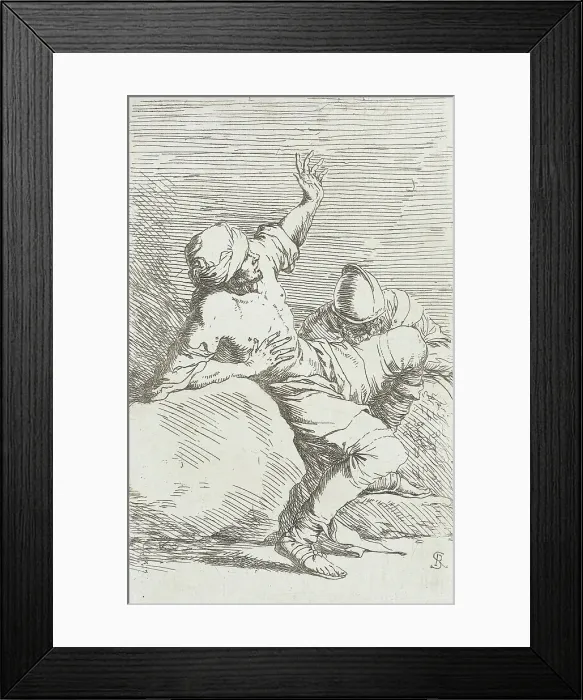 Framed Print : Figurine: Turbaned Man Bending Back with Raised Arms, between circa 1656 and circa 1657. Creator: Salvator Rosa Framed Print : Figurine: Turbaned Man Bending Back with Raised Arms, between circa 1656 and circa 1657. Creator: Salvator Rosa