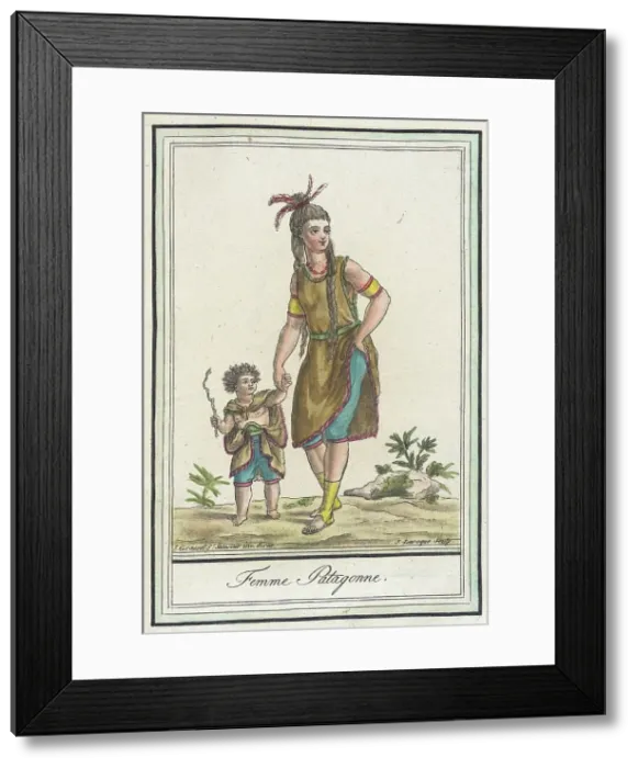 Framed Print : Costumes de Différents Pays, Femme Patagonne, c1797. Creator: Jacques Grasset de Saint-Sauveur Framed Print : Costumes de Différents Pays, Femme Patagonne, c1797. Creator: Jacques Grasset de Saint-Sauveur