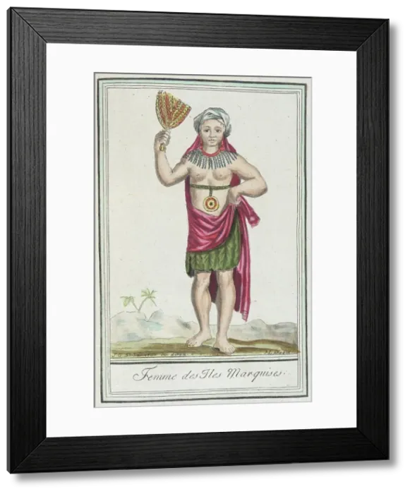 Framed Print : Costumes de Différents Pays, Femme des Iles les Marquises, c1797. Creator: Jacques Grasset de Saint-Sauveur Framed Print : Costumes de Différents Pays, Femme des Iles les Marquises, c1797. Creator: Jacques Grasset de Saint-Sauveur