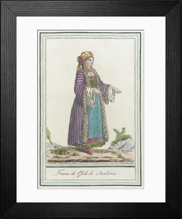 Framed Print : Costumes de Différents Pays, Femme de l'Isle de Santorin, c1797. Creator: Jacques Grasset de Saint-Sauveur Framed Print : Costumes de Différents Pays, Femme de l'Isle de Santorin, c1797. Creator: Jacques Grasset de Saint-Sauveur