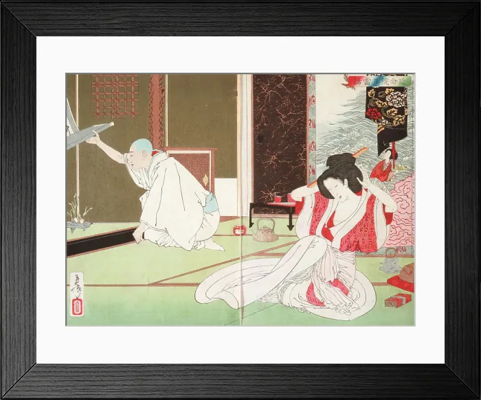 Framed Print : The Story of Priest Nitto at Emmeiin, 1885. Creator: Tsukioka Yoshitoshi Framed Print : The Story of Priest Nitto at Emmeiin, 1885. Creator: Tsukioka Yoshitoshi