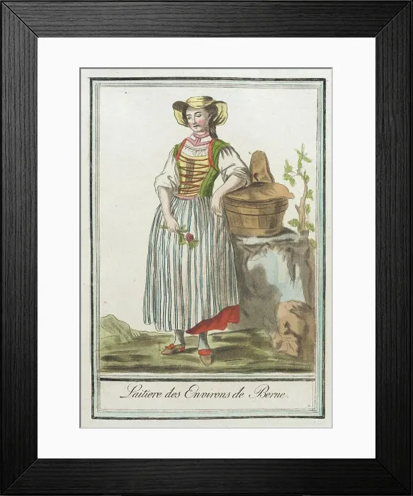 Framed Print : Costumes de Différents Pays, Laitiere des Environs de Berne, c1797. Creator: Jacques Grasset de Saint-Sauveur Framed Print : Costumes de Différents Pays, Laitiere des Environs de Berne, c1797. Creator: Jacques Grasset de Saint-Sauveur
