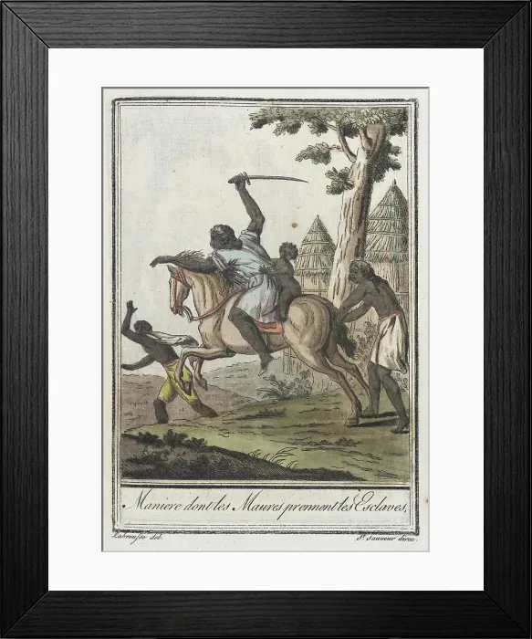 Framed Print : Costumes de Différents Pays, Maniere Dont les Maures Prennent les Esclaves, c1797. Creator: Jacques Grasset de Saint-Sauveur Framed Print : Costumes de Différents Pays, Maniere Dont les Maures Prennent les Esclaves, c1797. Creator: Jacques Grasset de Saint-Sauveur