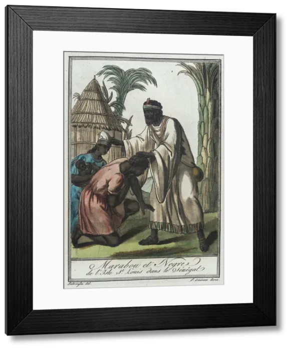 Framed Print : Costumes de Différents Pays, Marabou et Negre de l'Isle St. Louis dans le Sénégal, c1797. Creator: Jacques Grasset de Saint-Sauveur Framed Print : Costumes de Différents Pays, Marabou et Negre de l'Isle St. Louis dans le Sénégal, c1797. Creator: Jacques Grasset de Saint-Sauveur