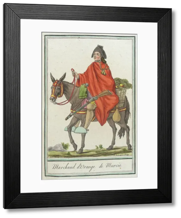 Framed Print : Costumes de Différents Pays, Marchand d'Orange de Murcie, c1797. Creator: Jacques Grasset de Saint-Sauveur Framed Print : Costumes de Différents Pays, Marchand d'Orange de Murcie, c1797. Creator: Jacques Grasset de Saint-Sauveur
