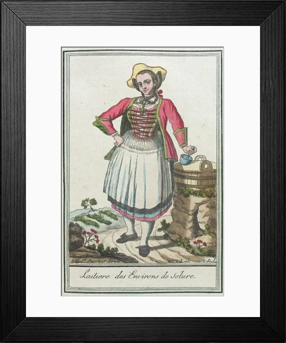 Framed Print : Costumes de Différents Pays, Laitiere des Environs de Solure, c1797. Creator: Jacques Grasset de Saint-Sauveur Framed Print : Costumes de Différents Pays, Laitiere des Environs de Solure, c1797. Creator: Jacques Grasset de Saint-Sauveur