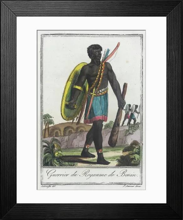 Framed Print : Costumes de Différents Pays, Guerrier du Royaume de Benin, c1797. Creator: Jacques Grasset de Saint-Sauveur Framed Print : Costumes de Différents Pays, Guerrier du Royaume de Benin, c1797. Creator: Jacques Grasset de Saint-Sauveur