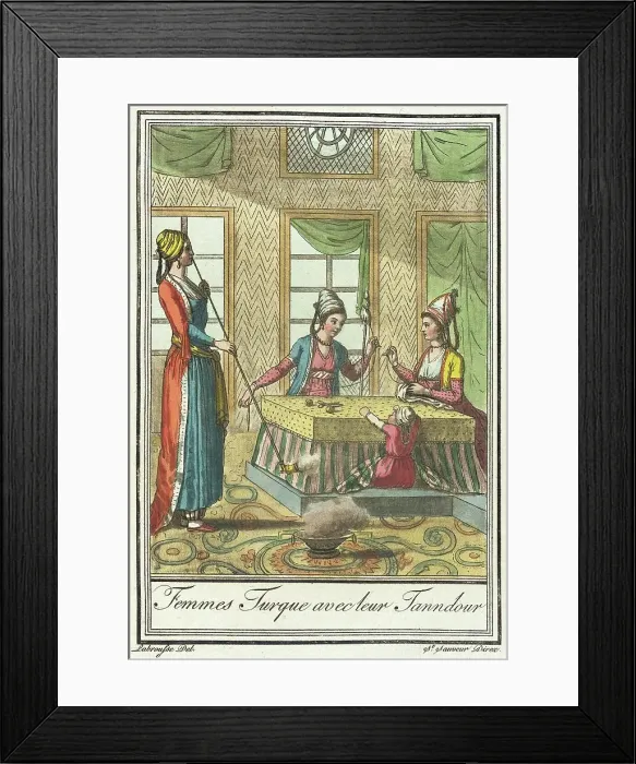 Framed Print : Costumes de Différents Pays, Femmes Turque Avecleur Tanndour, c1797. Creator: Jacques Grasset de Saint-Sauveur Framed Print : Costumes de Différents Pays, Femmes Turque Avecleur Tanndour, c1797. Creator: Jacques Grasset de Saint-Sauveur