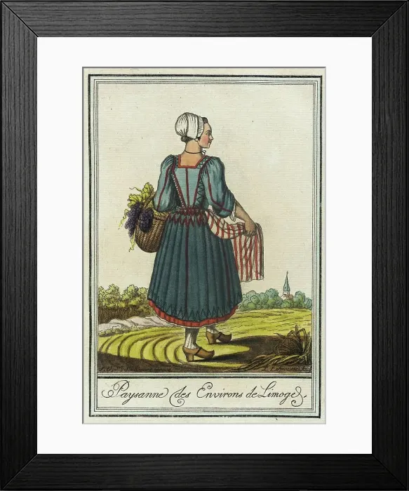Framed Print : Costumes de Différent Pays, Paysanne des Environs de Limoge, c1797. Creator: Jacques Grasset de Saint-Sauveur