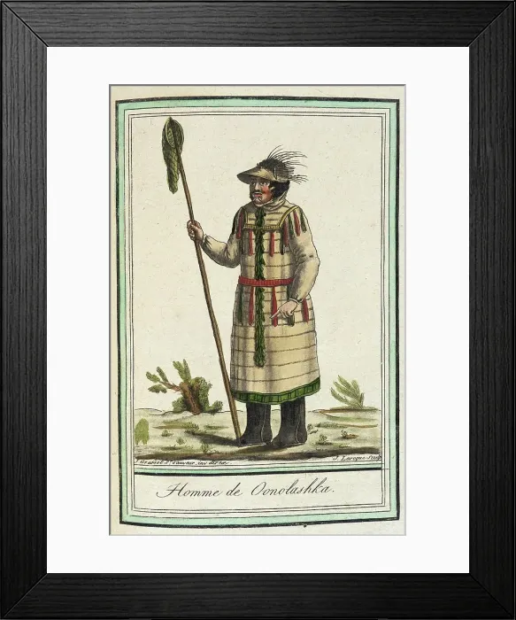 Framed Print : Costumes de Différents Pays, Homme de Oonolashka, c1797. Creator: Jacques Grasset de Saint-Sauveur Framed Print : Costumes de Différents Pays, Homme de Oonolashka, c1797. Creator: Jacques Grasset de Saint-Sauveur