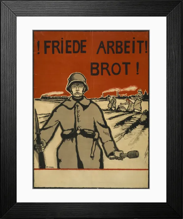 Framed Print : Peace, Work, Bread!, 1919. Creator: Bartels, Wera von (1886-1922) Framed Print : Peace, Work, Bread!, 1919. Creator: Bartels, Wera von (1886-1922)