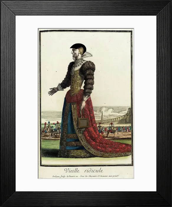 Framed Print : Recueil des modes de la cour de France, Vieille Ridicule, Bound 1703-1704. Creators: Jacques Le Pautre, Jean Doliver
