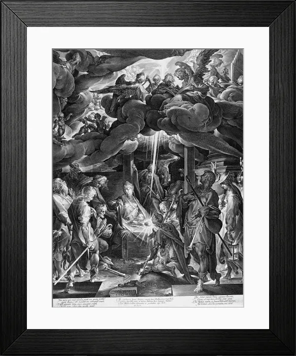 Framed Print : The Adoration of the Shepherds, 1606. Creator: Jan Muller Framed Print : The Adoration of the Shepherds, 1606. Creator: Jan Muller