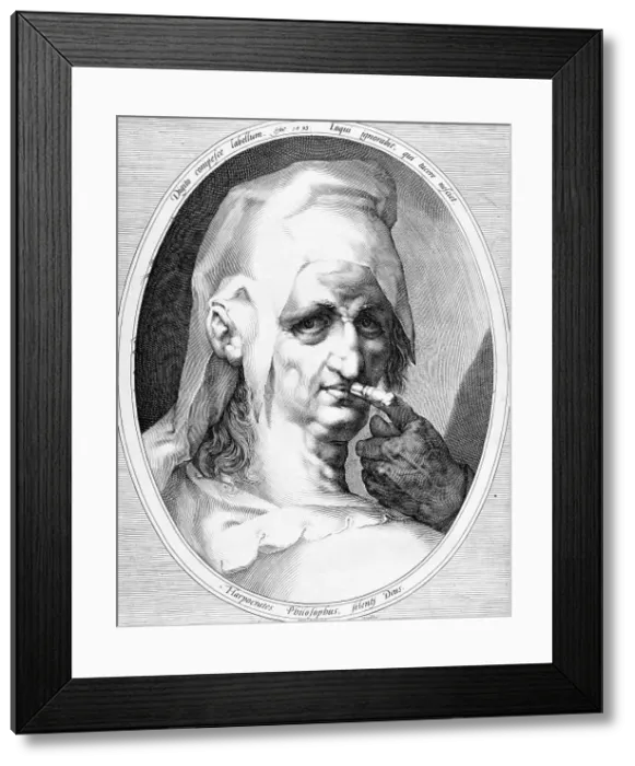 Framed Print : Harpocrates, 1593. Creator: Jan Muller Framed Print : Harpocrates, 1593. Creator: Jan Muller