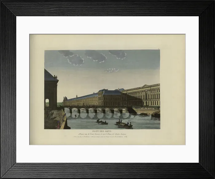 Framed Print : Pont des Arts, Alligné sur le Vieux Louvre et sur le Dôme des Quatre Nations, 1817-1824. Creator: Courvoisier-Voisin, Henri (1757-1830) Framed Print : Pont des Arts, Alligné sur le Vieux Louvre et sur le Dôme des Quatre Nations, 1817-1824. Creator: Courvoisier-Voisin, Henri (1757-1830)
