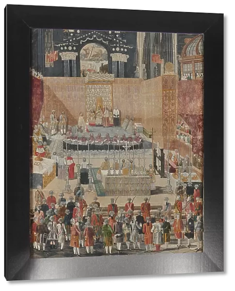 Pope Pius VI celebrates the Easter Holy Mass in St. Stephen's Cathedral in Vienna... 1782, 1788. Creator: Anonymous