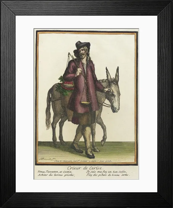 Framed Print : Recueil des modes de la cour de France, Crieur de Cerise, after 1674. Creator: Henri Bonnart Framed Print : Recueil des modes de la cour de France, Crieur de Cerise, after 1674. Creator: Henri Bonnart