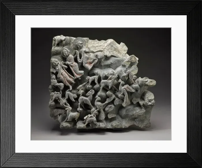 Framed Print : Gods and Animals in a Landscape, Fragment from a Scene of Buddha Shakyamuni's... 2nd-early 3rd cent Creator: Unknown Framed Print : Gods and Animals in a Landscape, Fragment from a Scene of Buddha Shakyamuni's... 2nd-early 3rd cent Creator: Unknown