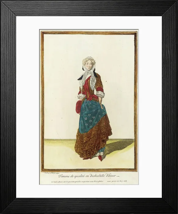 Framed Print : Recueil des modes de la cour de France, Femme de Qualité en Deshabille d'Hiuer, 1678. Creator: Jean de Dieu Framed Print : Recueil des modes de la cour de France, Femme de Qualité en Deshabille d'Hiuer, 1678. Creator: Jean de Dieu