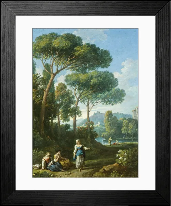 Framed Print : One of a Pair of Views of the Roman Campagna with Figures Conversing, c1725. Creator: Jan Frans van Bloemen Framed Print : One of a Pair of Views of the Roman Campagna with Figures Conversing, c1725. Creator: Jan Frans van Bloemen