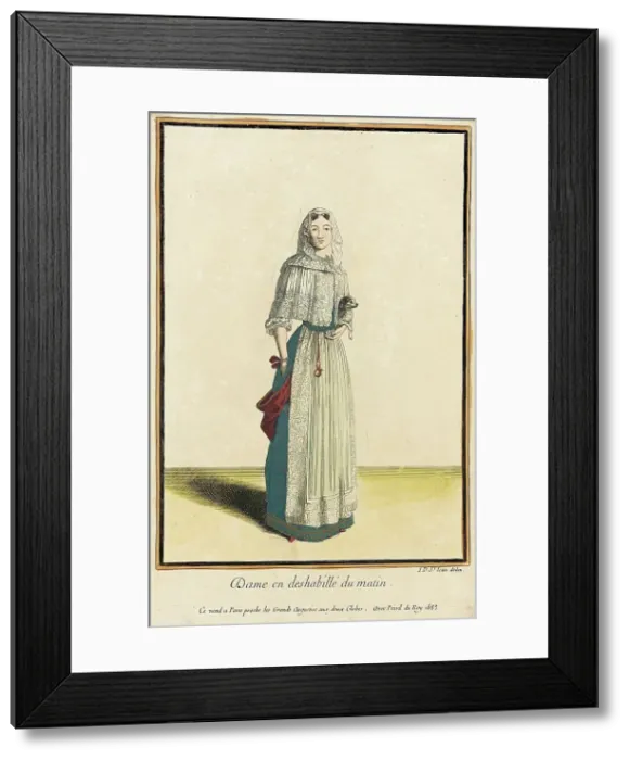 Framed Print : Recueil des modes de la cour de France, Dame en Deshabillé du Matin, 1683. Creator: Jean de Dieu Framed Print : Recueil des modes de la cour de France, Dame en Deshabillé du Matin, 1683. Creator: Jean de Dieu